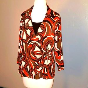 Orange printed side cinch top